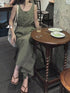 Wide Neck Sleeveless Belted Loose-wear Jumpsuit